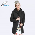 ICEbear 2017 New Spring Collection Autumn Oblique Placket Design Jacket Long Women's Coats With Hood 17G295D