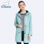 ICEbear 2017 O-Neck Collar Autumn New Arrival Trench Coat Solid Color Woman Fashion Slim Coats Hat Detachable 17G123D