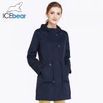 ICEbear 2017 O-Neck Collar Autumn New Arrival Trench Coat Solid Color Woman Fashion Slim Coats Hat Detachable 17G123D