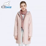 ICEbear 2017 Spring Autumn Long Cotton Women's Coats With Hood Fashion Ladies Padded Jacket Parkas For Women 17G292D