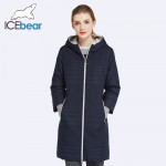 ICEbear 2017 Spring Autumn Long Cotton Women's Coats With Hood Fashion Ladies Padded Jacket Parkas For Women 17G292D