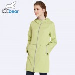 ICEbear 2017 Woman Clothing Solid Color Long Sleeved Casual New Women Coat Stand Collar Pockets Trench Coat 17G122D