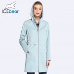 ICEbear 2017 Woman Clothing Solid Color Long Sleeved Casual New Women Coat Stand Collar Pockets Trench Coat 17G122D