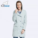 ICEbear 2017 Women Autumn Long Trench Coat For Women Full Sleeve Drawstring Waist Coats Single Breasted  17G152D