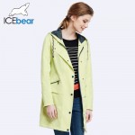 ICEbear 2017 Women Autumn Long Trench Coat For Women Full Sleeve Drawstring Waist Coats Single Breasted  17G152D