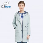 ICEbear 2017 Women Autumn Long Trench Coat For Women Full Sleeve Drawstring Waist Coats Single Breasted  17G152D