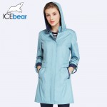 ICEbear 2017 Womens Coat High Quality Autumn And Spring Long Trench Coat For Women Windbreaker Hat Detachable 17G116D