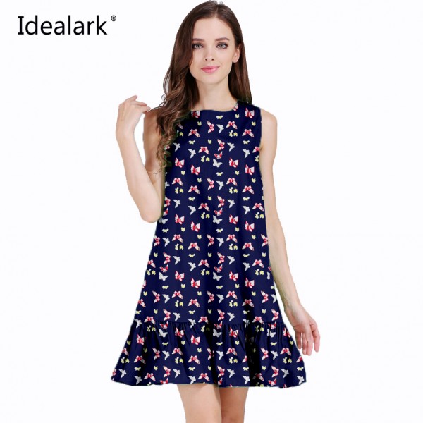 Idealark 100% cotton ukraine New 2017 O-Neck summer Women Dress Sleeveless Casual summer Dresses WC0588