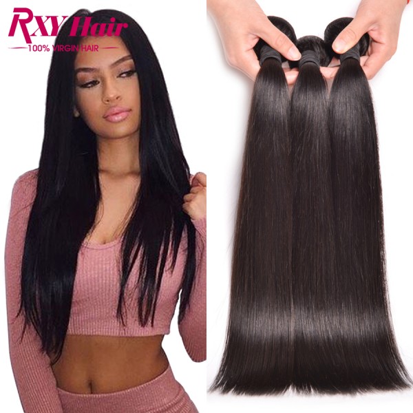 Indian Virgin Hair Straight Weave 3 Bundles Raw Indian Human Hair Bundles 8A Straight Virgin Hair RXY Remy Human Hair Extensions