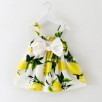 Infant baby clothes brand design sleeveless print bow dress 2016 summer girls baby clothing cool cotton party princess dresses