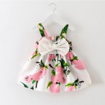 Infant baby clothes brand design sleeveless print bow dress 2016 summer girls baby clothing cool cotton party princess dresses