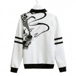 Ink And Wash Dragon Print Men Hoody Anime Harajuku Jacket Men's Hoodies And Sweatshirts Black White Baseball Jackets