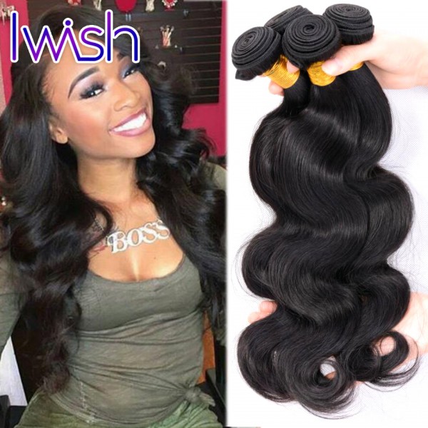 Iwish Brazilian Virgin Hair Body Wave 4Pcs Wavy Virgin Brazilian Hair Brazilian Body Wave Human Hair Brazilian Hair Weave Bundle