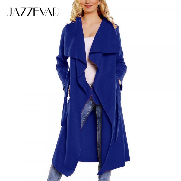 JAZZEVAR 2016 new spring fashion/Casual women's wool blend Trench Coat long Outerwear loose clothes for lady good quality