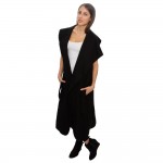 JAZZEVAR 2016 newest spring Wasserfall Mantel women's wool blend vest Casual long trench coat Outerwear loose clothing with belt