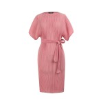 JAZZEVAR summer fashion Edgy casual dress women's pleated Midi dresses avantgarde Pleat Batwing short sleeves brief One Piece