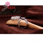 JEXXI Vintage Double Rings With Mask For Females 925 Sterling Silver Elegant Jewelry Big Round Shiny Accessories Wholesale