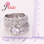 JEXXI Vintage Double Rings With Mask For Females 925 Sterling Silver Elegant Jewelry Big Round Shiny Accessories Wholesale