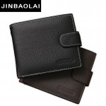 JINBAOLAI HOT genuine leather Men Wallets Brand High Quality Designer wallets with coin pocket purses gift for men card holder