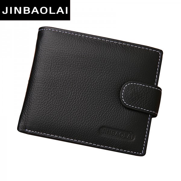 JINBAOLAI HOT genuine leather Men Wallets Brand High Quality Designer wallets with coin pocket purses gift for men card holder