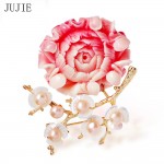 JUJIE Fashion Flower Brooches For Women 2018 Shell Plum Brooch Pins Corsage Dress Accessories Luxury Female Jewelry Dropshipping