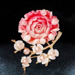 JUJIE Fashion Flower Brooches For Women 2018 Shell Plum Brooch Pins Corsage Dress Accessories Luxury Female Jewelry Dropshipping