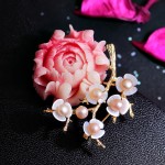 JUJIE Fashion Flower Brooches For Women 2018 Shell Plum Brooch Pins Corsage Dress Accessories Luxury Female Jewelry Dropshipping