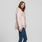 Jancoco Max 2017 New M/L/XL Rabbit Real Fur Vest Raccoon Fur Collar Women Winter Fashion Gilet Waistcoat Ladies Coat  S1700