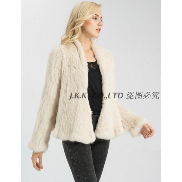 Jancoco Max S1340 11 Colours Thick Knitted Real Rabbit Fur Jacket Women Winter Warm Fashion / Lady Fur Coat