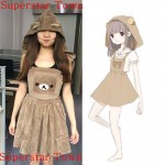 Japanese Kawaii Rilakkuma Dress Cute Bear Embroidery Lolita Overall Hat Ball Gown Harajuku Lolita Dress