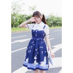 Japanese Preppy Style Sweet Lolita Tee Cup Women Dress Rabbit Spaghetti Strap Cute Lovely Red Dress With Bow JSK Summer Dress