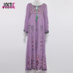 Jastie Floral Embroidered Maxi Dress Tassel V-Neck Long Sleeve Summer Dress Vintage Boho Chic Beach Style Dresses Vestidos 2017