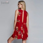 Jastie Sweet Printed Mini Dress Flowy Plunging V-Neck Low Open Back Sexy Dresses Sleeveless Beach Boho Women Vestidos