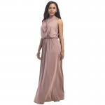 Jessie Vinson Fashion Women O-neck Sleeveless Maxi Dress  Solid Elegant Ladies Evening Party Long Dress Casual Plus Size Tank