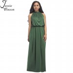 Jessie Vinson Fashion Women O-neck Sleeveless Maxi Dress  Solid Elegant Ladies Evening Party Long Dress Casual Plus Size Tank