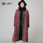 Jiqiuguer Design Cotton-padded Thicken Jacket Chinese Style Coats High Collar Ethnic Outerwear Plus Size Button Jacket G154Y022