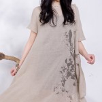 Jiqiuguer Original Design Women's ethnic Linen cotton Dress asymmetrical Hem dress Tie Dye Print Maxi Irregular Dress G132Y057