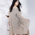 Jiqiuguer Original Design Women's ethnic Linen cotton Dress asymmetrical Hem dress Tie Dye Print Maxi Irregular Dress G132Y057