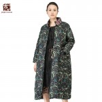 Jiqiuguer Vintage Printed Floral Warm Winter Coat For Women Ethnic Stand Collar Embroidered Long Jackets Outwear G164Y027