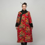 Jiqiuguer Winter Floral Jackets Women's Plus Size Cotton-padded Jacket Ethnic Style Winter Wadded Jacket G154Y018