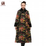 Jiqiuguer Winter Floral Jackets Women's Plus Size Cotton-padded Jacket Ethnic Style Winter Wadded Jacket G154Y018