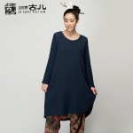 Jiqiuguer original vintage designer dress women's cotton dresses loose asymmetrical embroidery dress  G153Y015