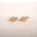 Jisensp  Vintage Jewelry Modern Beautiful Feather Stud Earrings for Women Classic Stud Earrings Leaf Party Earrings Gifts E038