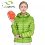 Johnature 2017 Spring 17 Colors Fall New 90% White Duck Down Coat Hooded  Warm Slim Zipper Women Fashion Light Down Jacket S-3XL