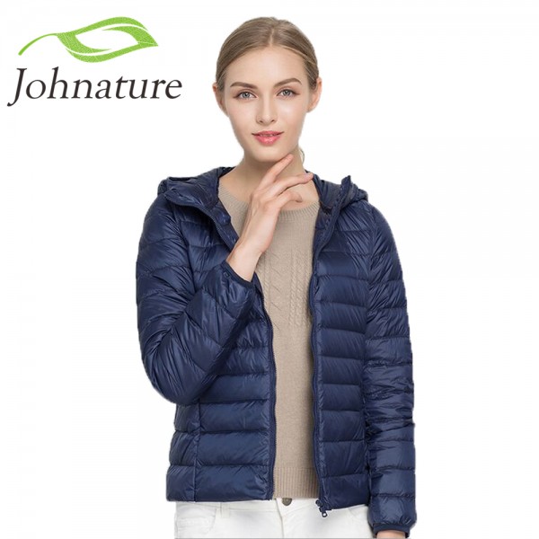 Johnature 2017 Spring 17 Colors Fall New 90% White Duck Down Coat Hooded  Warm Slim Zipper Women Fashion Light Down Jacket S-3XL