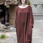 Johnature 2018 Autumn Winter New Women Maxi Dress Loose Vintage Cotton Linen Robes Warm O-Neck Double Thicken Long Dress Brief