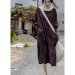 Johnature Women Maxi Dress Knitted Loose Bat Sleeve O-Neck 2018 Autumn New Warm Warm Plus Size Women Clothes Vintage Dress Robes