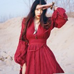 Johnature Women Red Dress Maxi Robe Plus Size 2017 Summer Nation Style Loose Red Dandage Dress Cotton Linen Fashion Beautiful