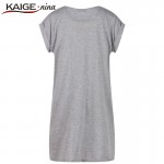 KAIGE NINA Fashion T-shirt Dress Women Casual vintage Print Mini Dress Summer O-neck Short Sleeve Plus Size Dress Vestidos 0762B