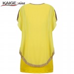 KAIGE NINA Women Chiffon O-neck 2 Colors Dress Casual Mini Fashion Dress Short Sleeve 2 PCs Loose Plus Size Dress Vestido 815